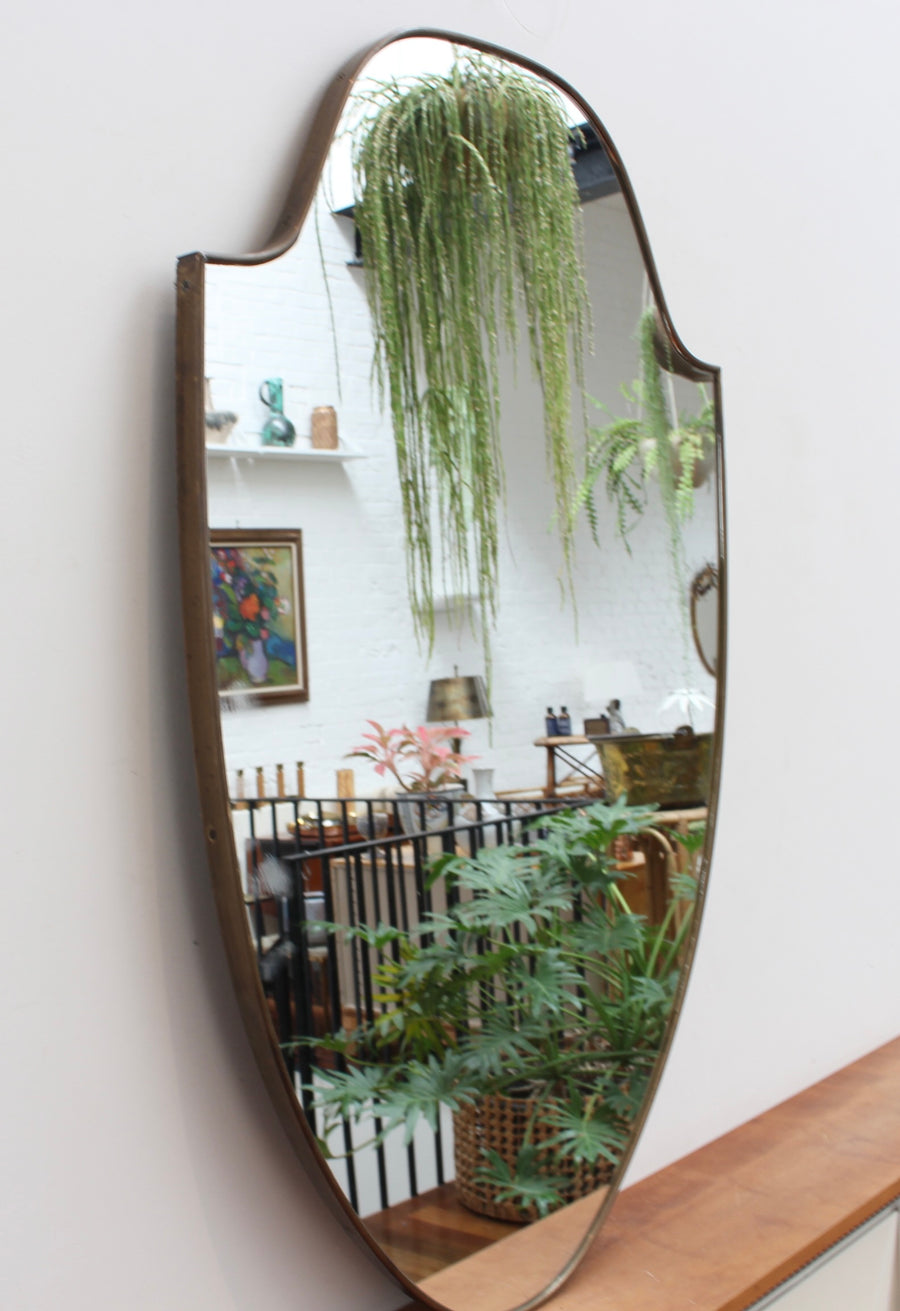 Vintage Italian Wall Mirror with Brass Frame (circa 1960s) - Large