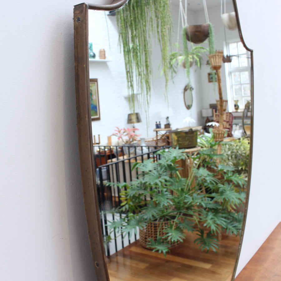 Vintage Italian Wall Mirror with Brass Frame (circa 1960s) - Large