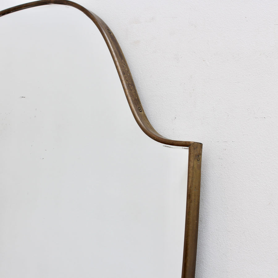 Vintage Italian Wall Mirror with Brass Frame (circa 1960s) - Large