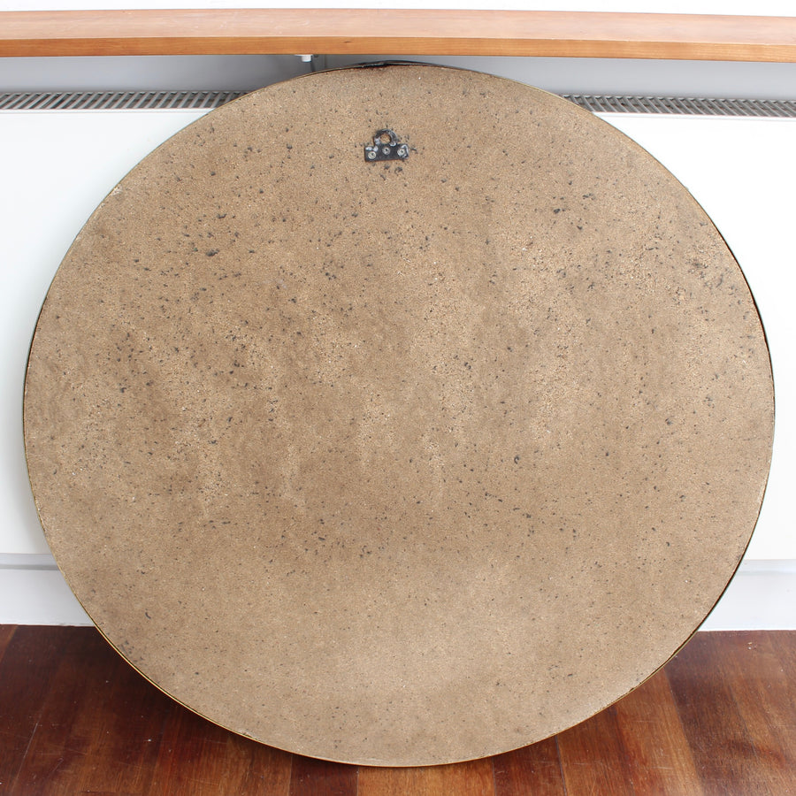 Mid-Century Italian Round Wall Mirror with Brass Frame (circa 1960s) - Large