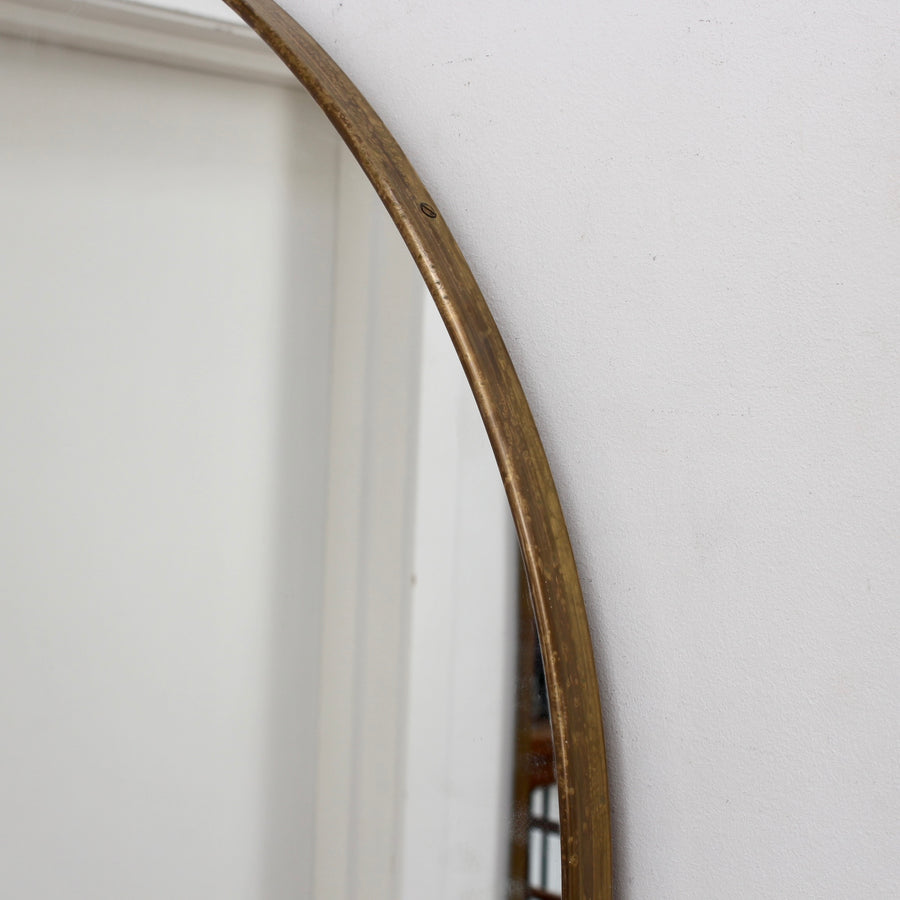 Mid-Century Italian Round Wall Mirror with Brass Frame (circa 1960s) - Large