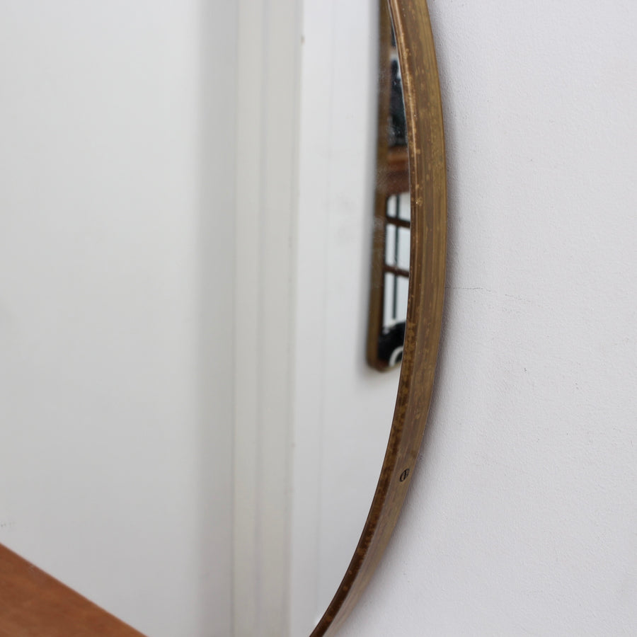 Mid-Century Italian Round Wall Mirror with Brass Frame (circa 1960s) - Large