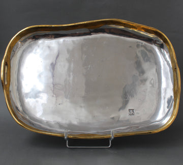 Aluminium and Brass Brutalist Serving Tray by David Marshall (circa 1980s) - Large