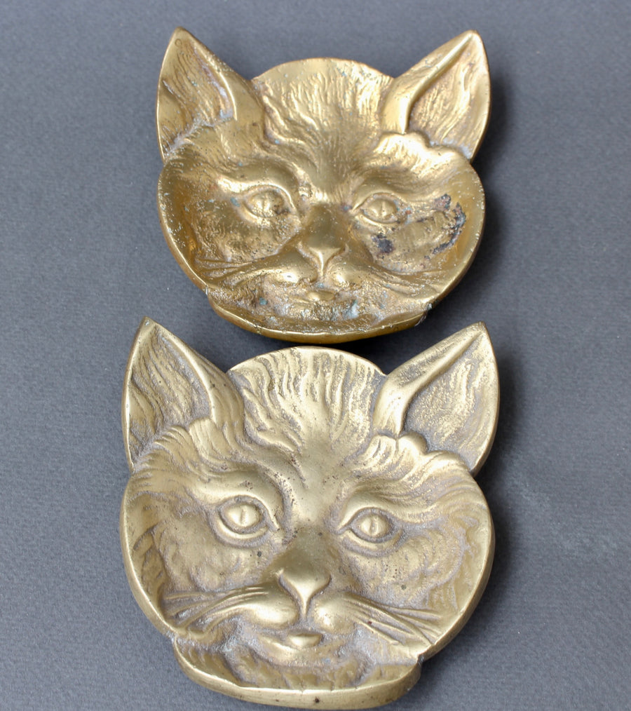 Pair of Feline Brass Dishes (20th Century)