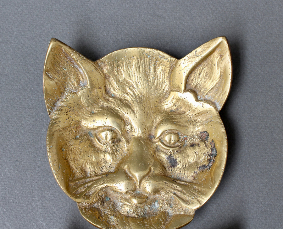 Pair of Feline Brass Dishes (20th Century)