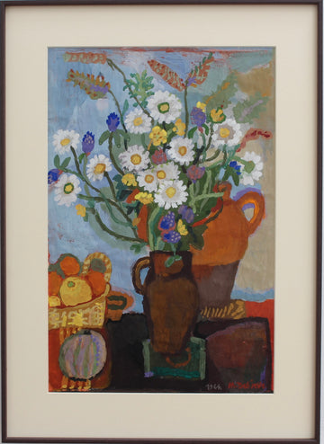 'Still Life with Flowers and Fruit' by Michel Debiève (1964)