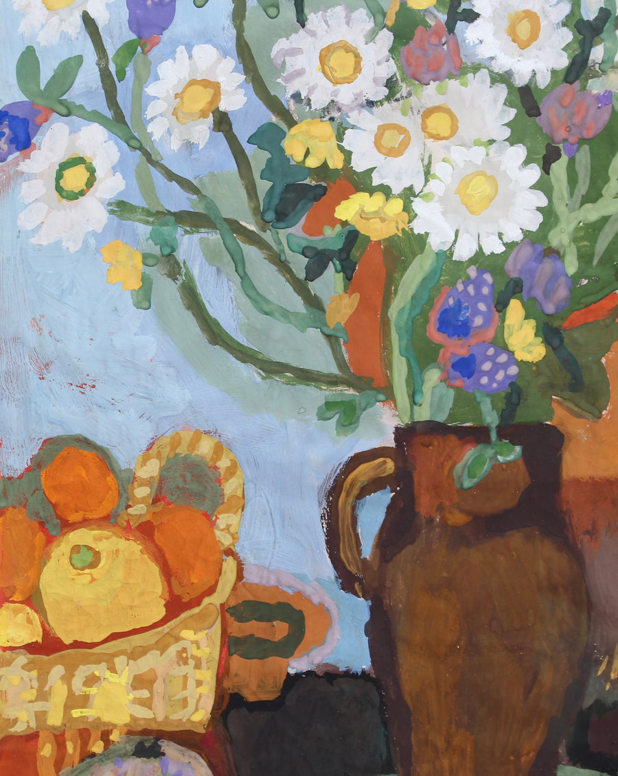 'Still Life with Flowers and Fruit' by Michel Debiève (1964)