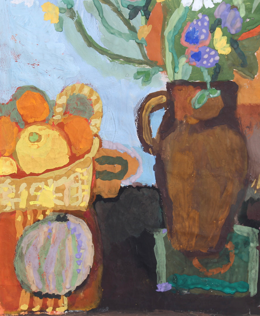 'Still Life with Flowers and Fruit' by Michel Debiève (1964)