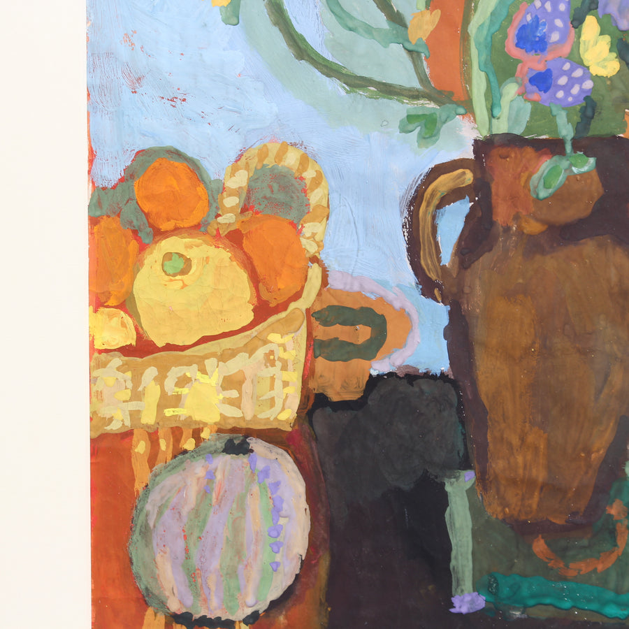 'Still Life with Flowers and Fruit' by Michel Debiève (1964)