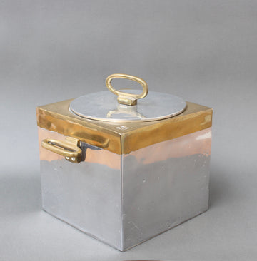 Brutalist Style Aluminium and Brass Ice Bucket by David Marshall (circa 1980s)