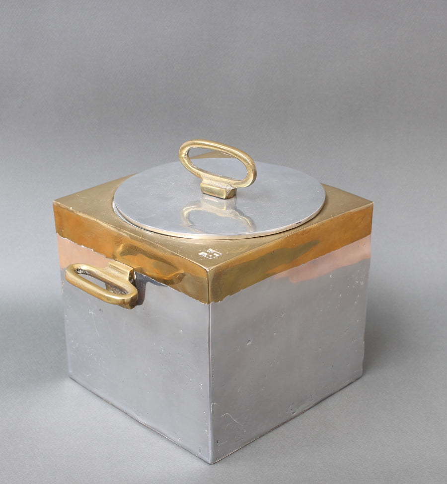 Brutalist Style Aluminium and Brass Ice Bucket by David Marshall (circa 1980s)