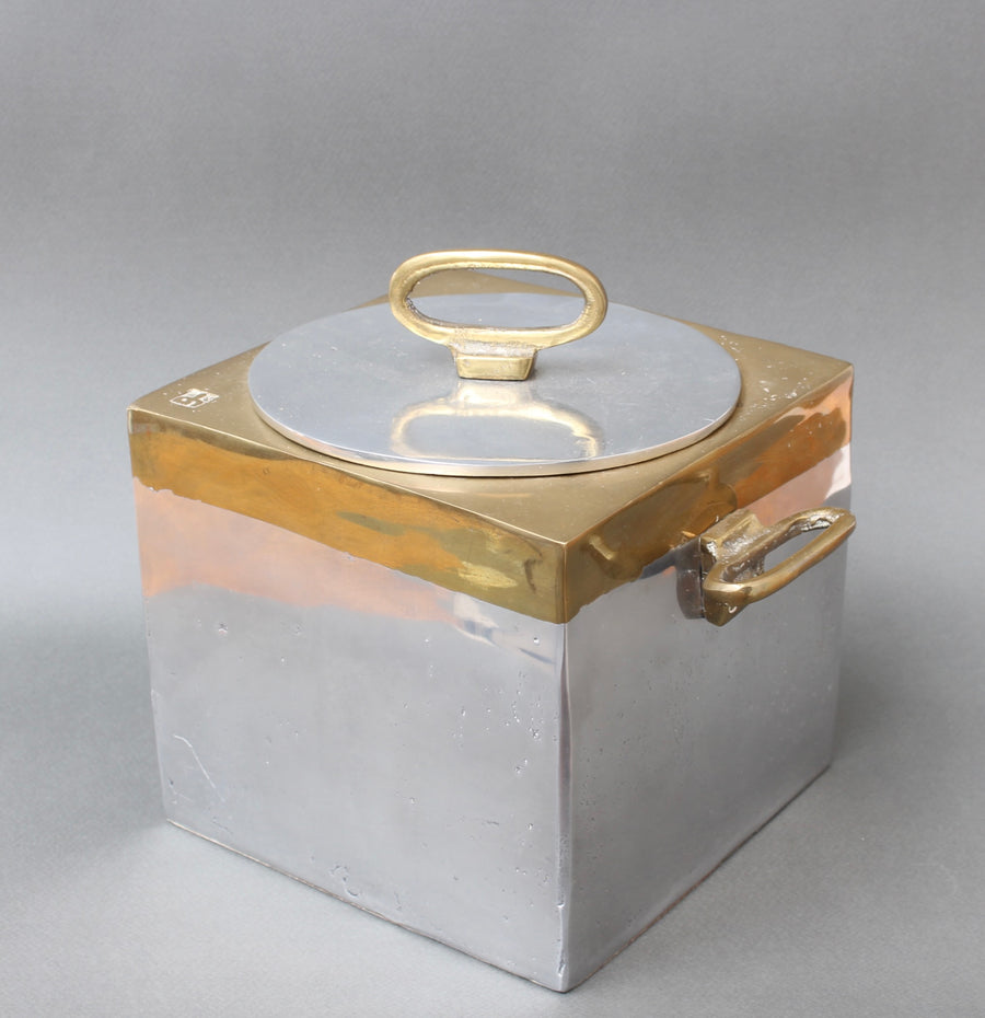 Brutalist Style Aluminium and Brass Ice Bucket by David Marshall (circa 1980s)