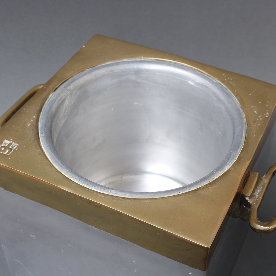 Brutalist Style Aluminium and Brass Ice Bucket by David Marshall (circa 1980s)