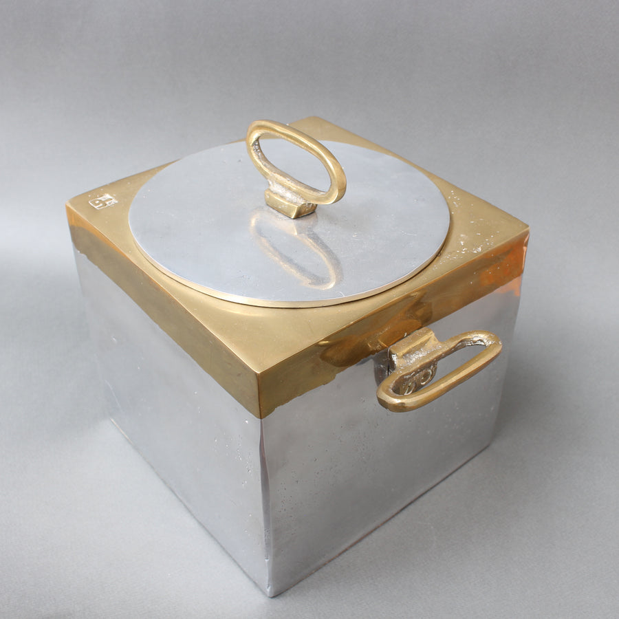 Brutalist Style Aluminium and Brass Ice Bucket by David Marshall (circa 1980s)