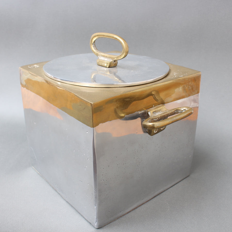 Brutalist Style Aluminium and Brass Ice Bucket by David Marshall (circa 1980s)