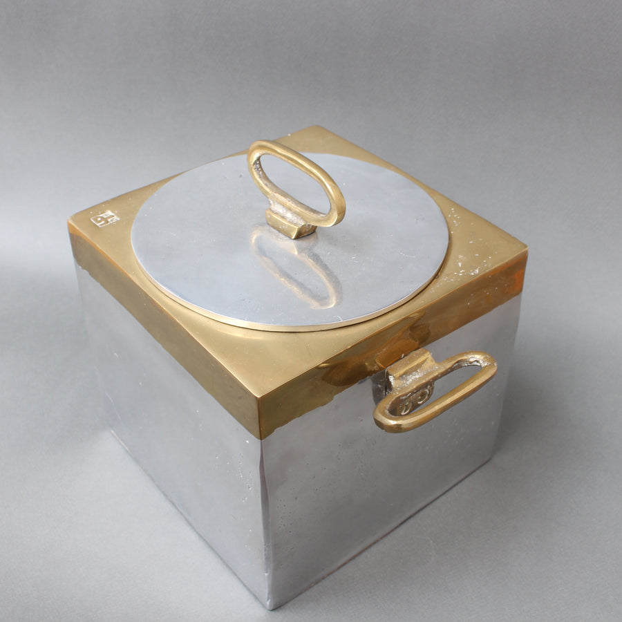 Brutalist Style Aluminium and Brass Ice Bucket by David Marshall (circa 1980s)