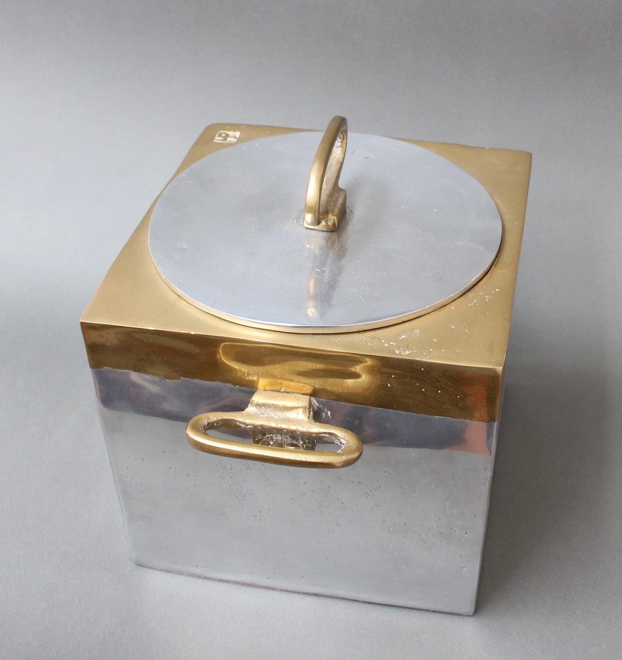 Brutalist Style Aluminium and Brass Ice Bucket by David Marshall (circa 1980s)