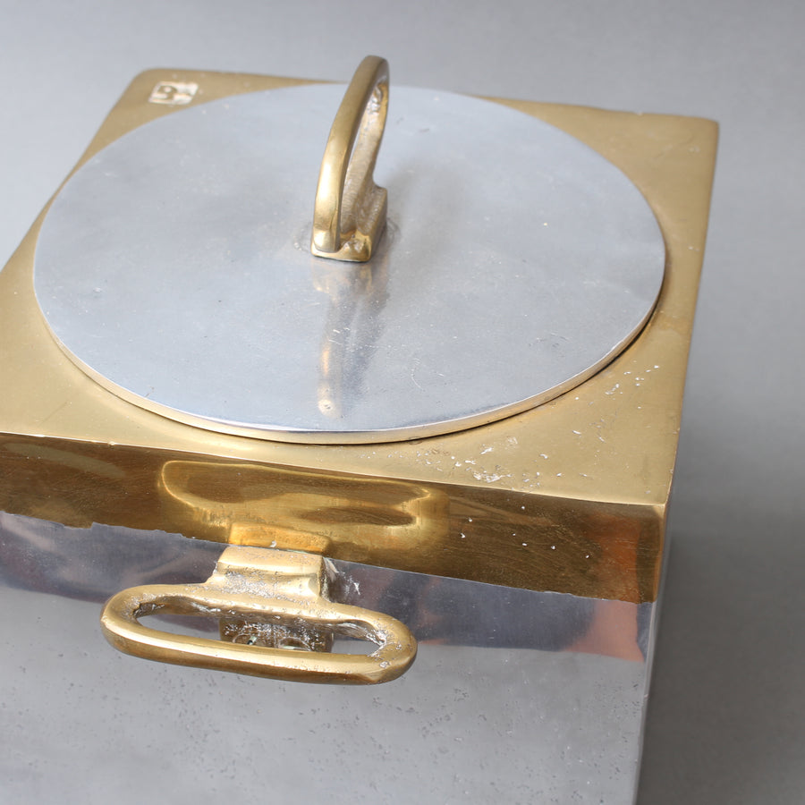 Brutalist Style Aluminium and Brass Ice Bucket by David Marshall (circa 1980s)