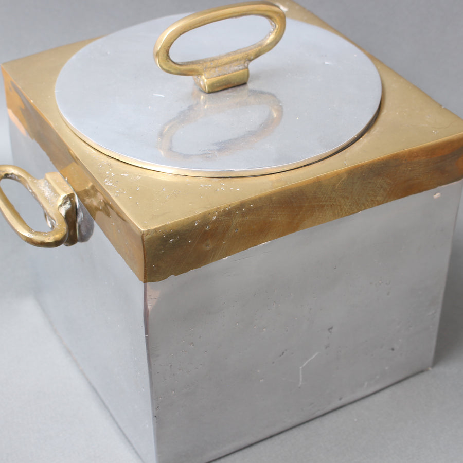 Brutalist Style Aluminium and Brass Ice Bucket by David Marshall (circa 1980s)