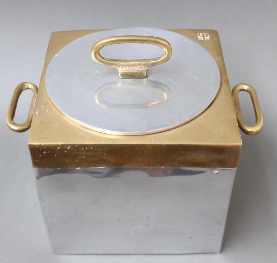 Brutalist Style Aluminium and Brass Ice Bucket by David Marshall (circa 1980s)