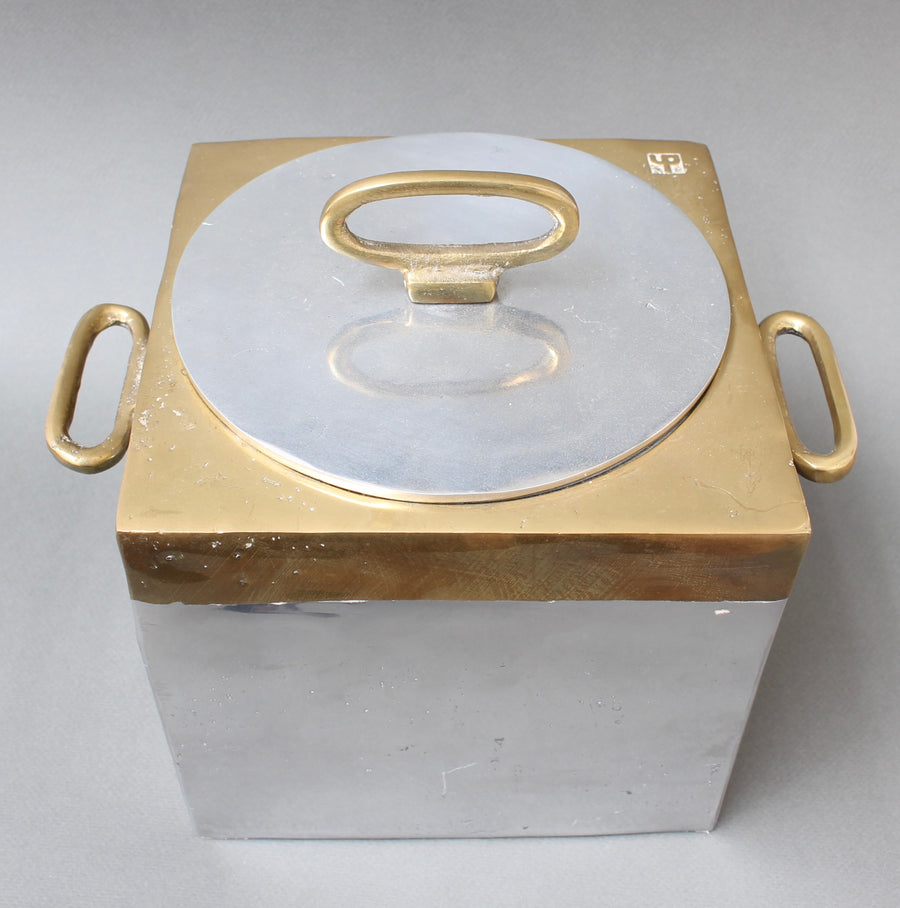 Brutalist Style Aluminium and Brass Ice Bucket by David Marshall (circa 1980s)