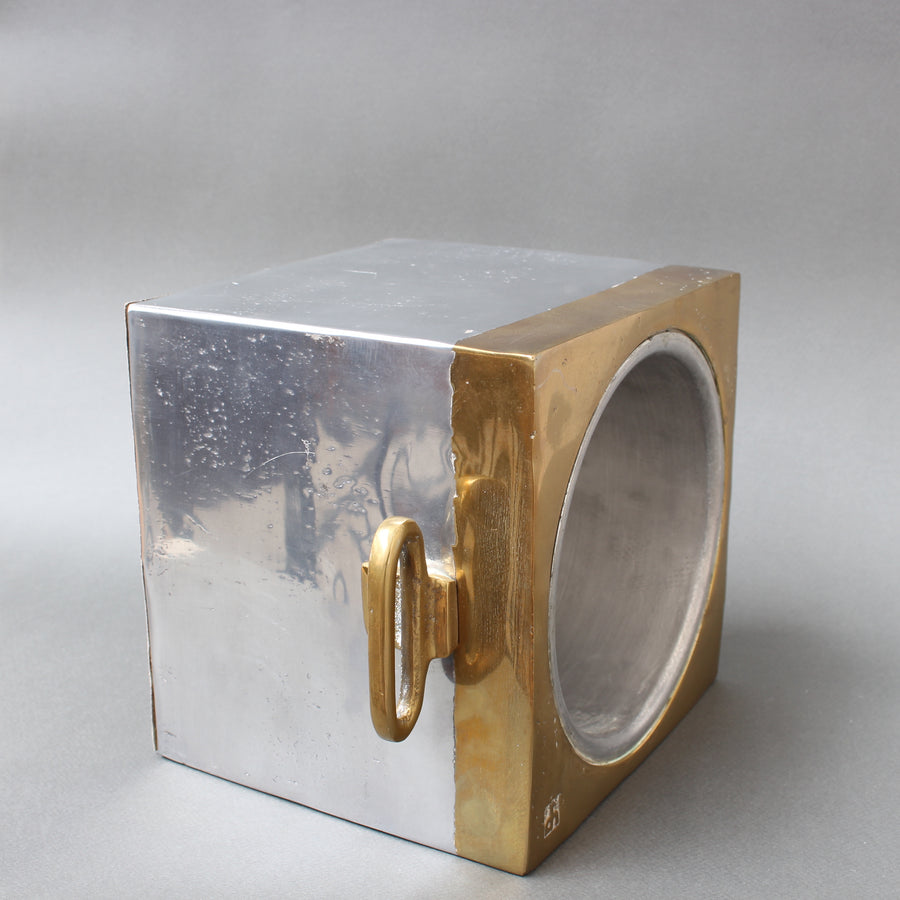 Brutalist Style Aluminium and Brass Ice Bucket by David Marshall (circa 1980s)