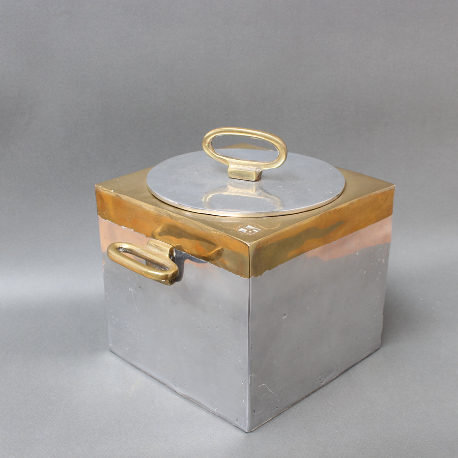 Brutalist Style Aluminium and Brass Ice Bucket by David Marshall (circa 1980s)