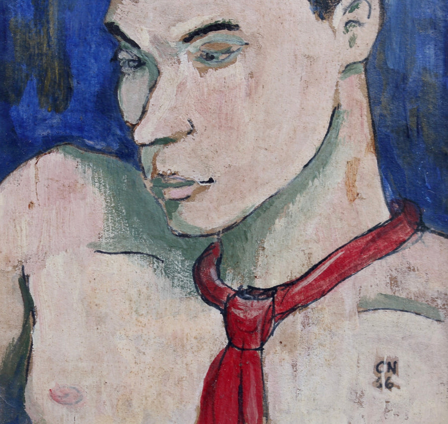 'Portrait of a Young Man in a Red Tie'  French School (1956)