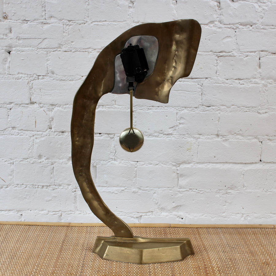 Aluminium and Brass Brutalist Style Clock by David Marshall (circa 1980s)