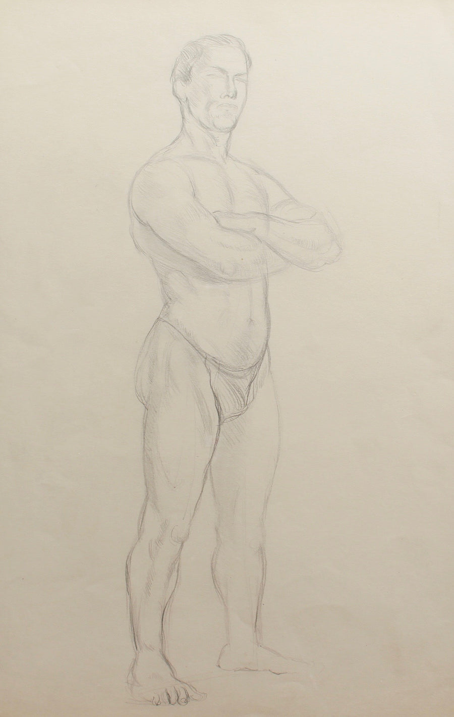 Muscular Man Pencil Drawing by Bernard Sleigh RBSA (circa 1900-1920)