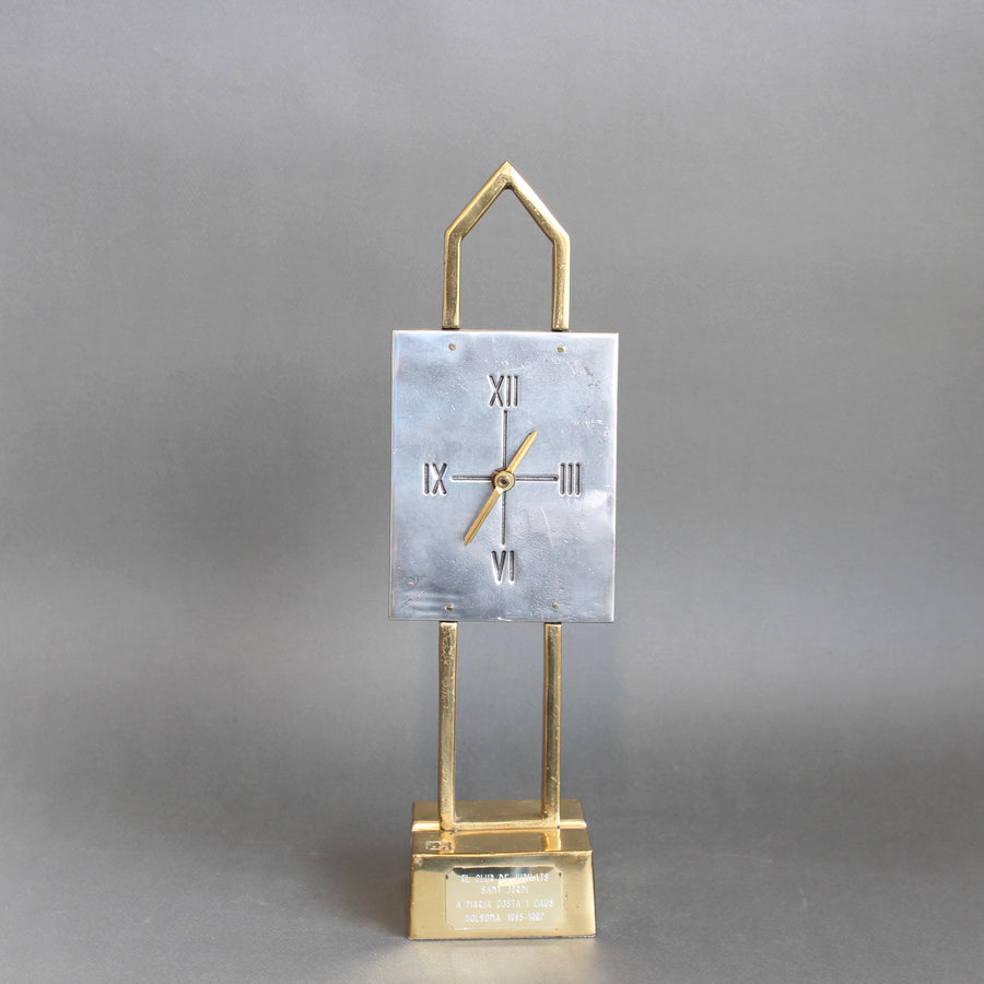 Aluminium and Brass Table Clock by David Marshall (circa 1990s)