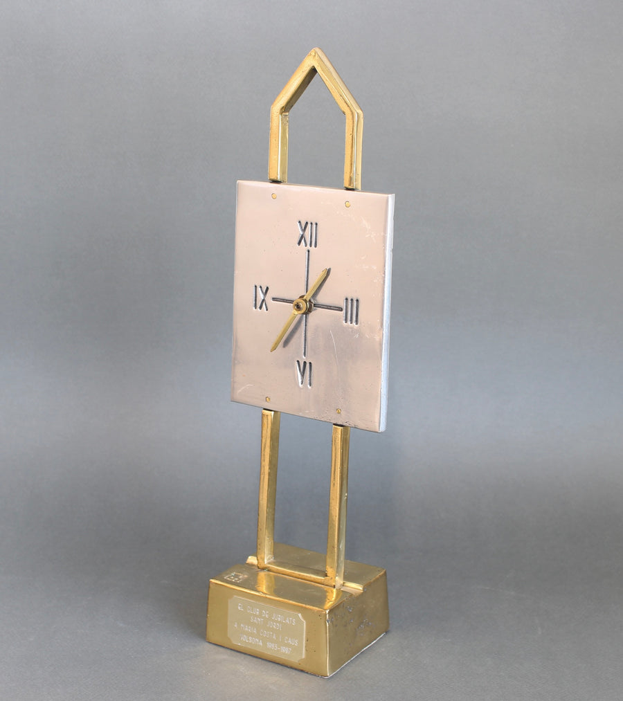 Aluminium and Brass Table Clock by David Marshall (circa 1990s)