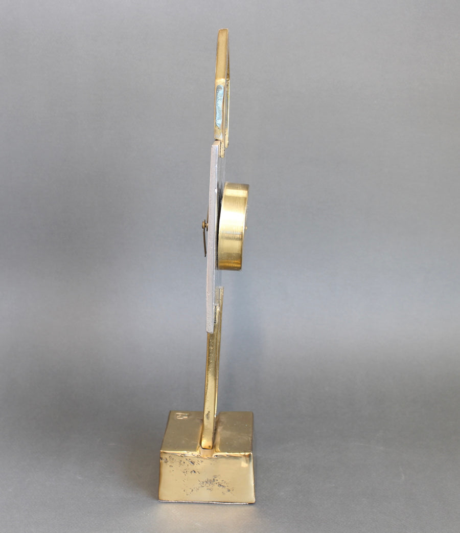 Aluminium and Brass Table Clock by David Marshall (circa 1990s)