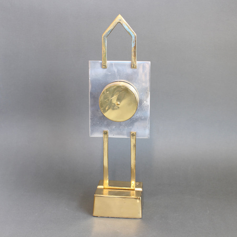 Aluminium and Brass Table Clock by David Marshall (circa 1990s)