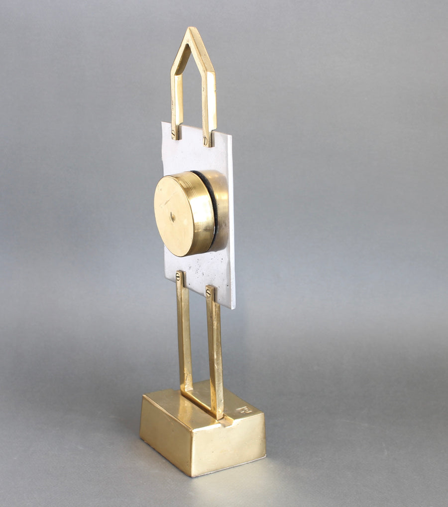 Aluminium and Brass Table Clock by David Marshall (circa 1990s)