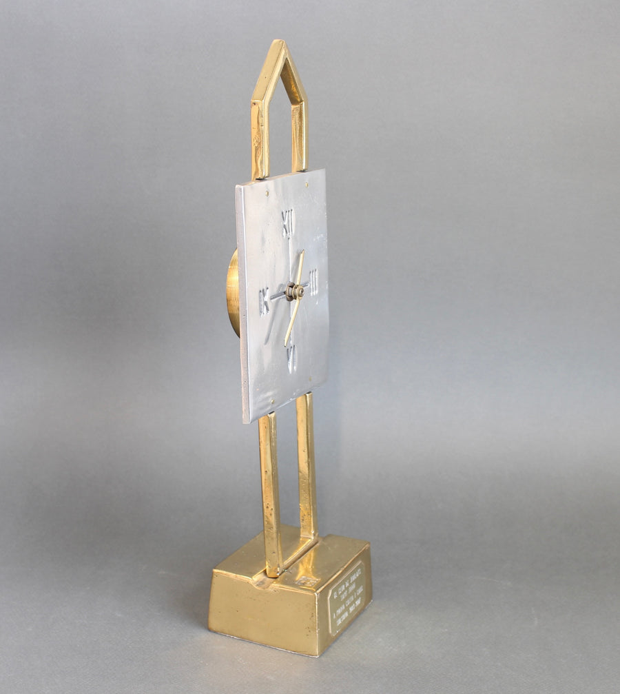 Aluminium and Brass Table Clock by David Marshall (circa 1990s)