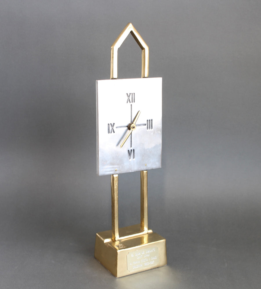 Aluminium and Brass Table Clock by David Marshall (circa 1990s)