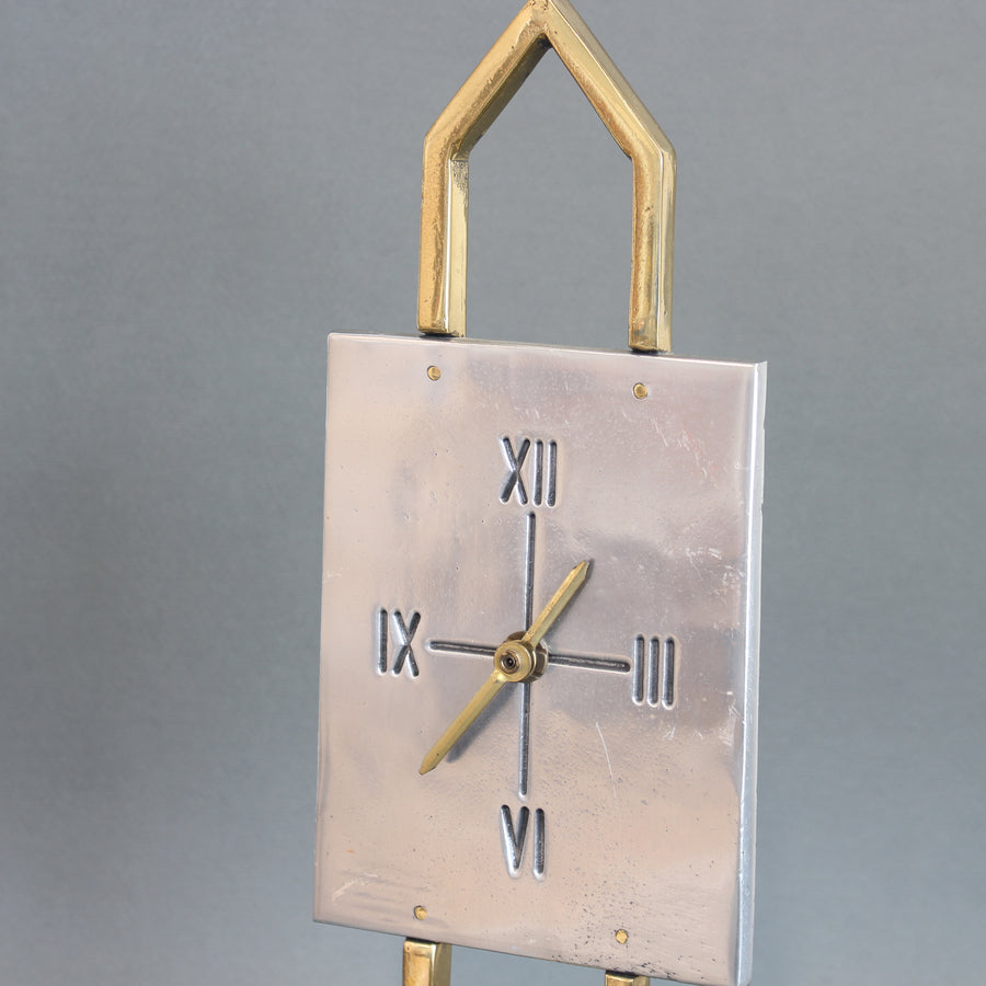 Aluminium and Brass Table Clock by David Marshall (circa 1990s)