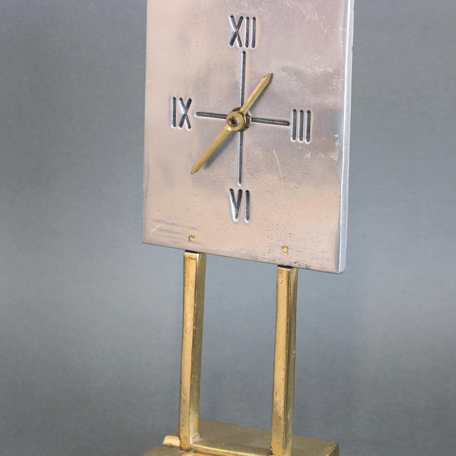 Aluminium and Brass Table Clock by David Marshall (circa 1990s)