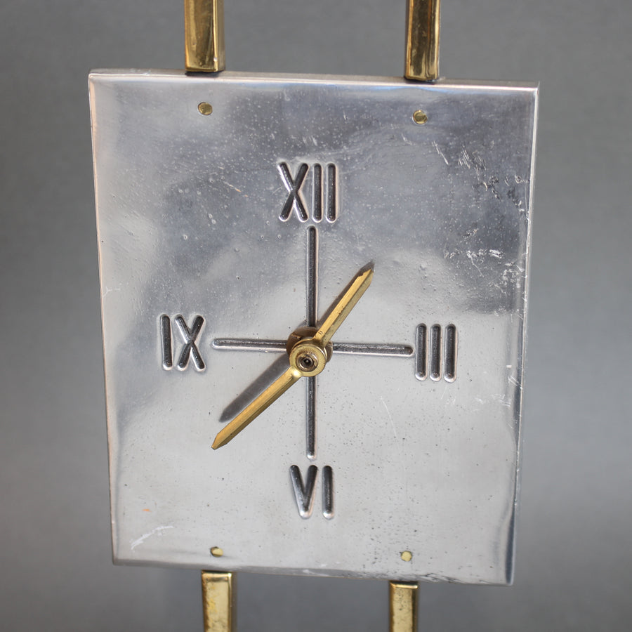 Aluminium and Brass Table Clock by David Marshall (circa 1990s)