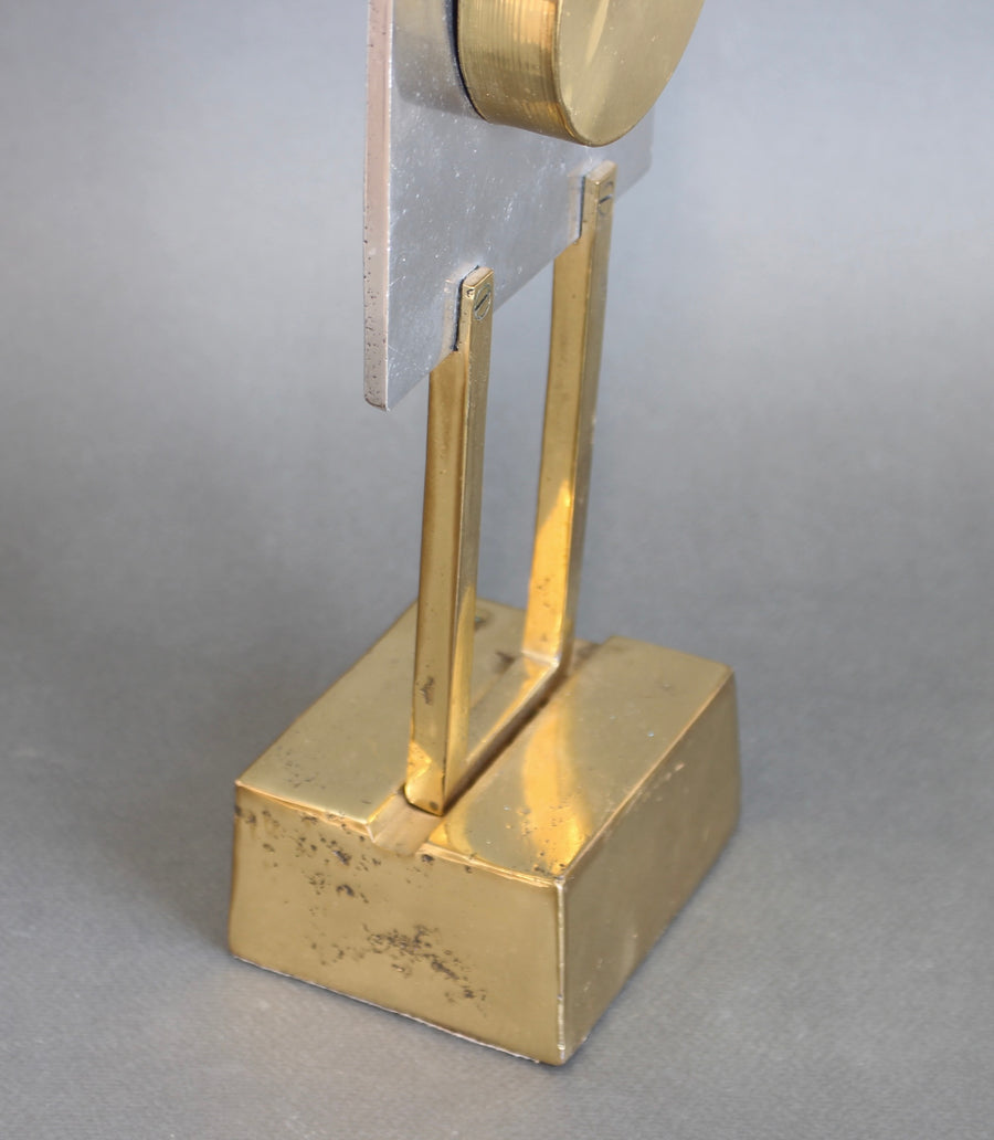 Aluminium and Brass Table Clock by David Marshall (circa 1990s)