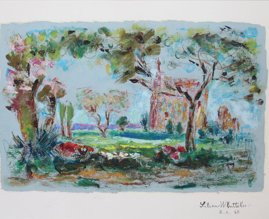 'Landscape with Church in Touraine, France' by Lilian Whitteker (1968)