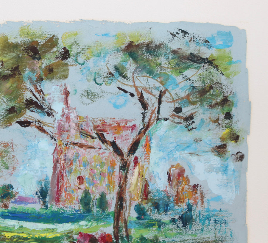 'Landscape with Church in Touraine, France' by Lilian Whitteker (1968)