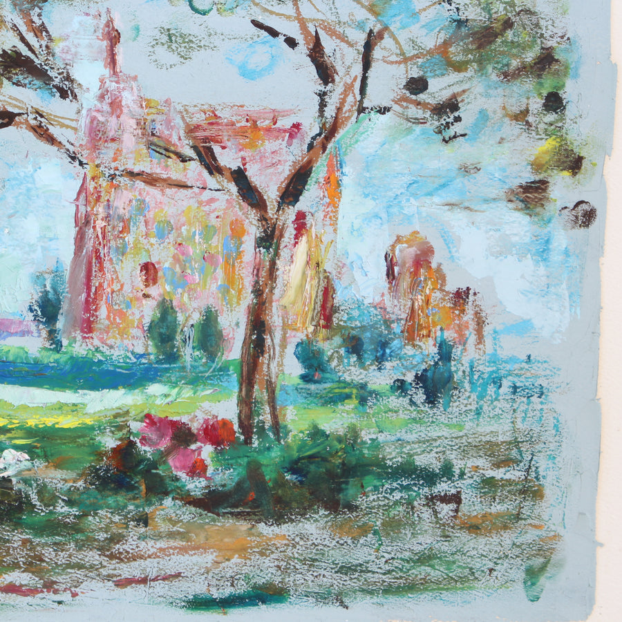 'Landscape with Church in Touraine, France' by Lilian Whitteker (1968)