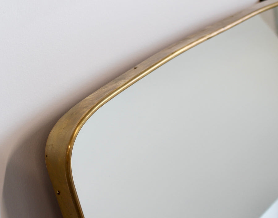 Mid-Century Italian Wall Mirror with Brass Frame (circa 1950s) - Large