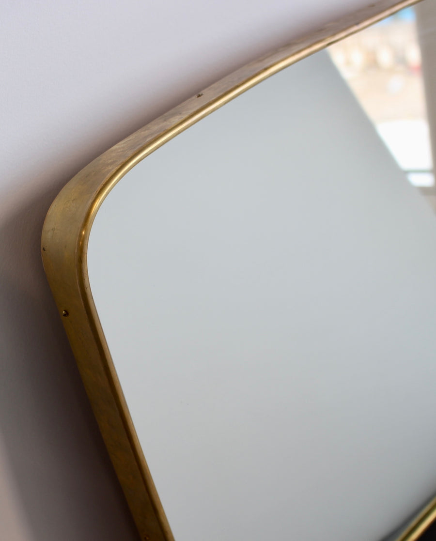 Mid-Century Italian Wall Mirror with Brass Frame (circa 1950s) - Large