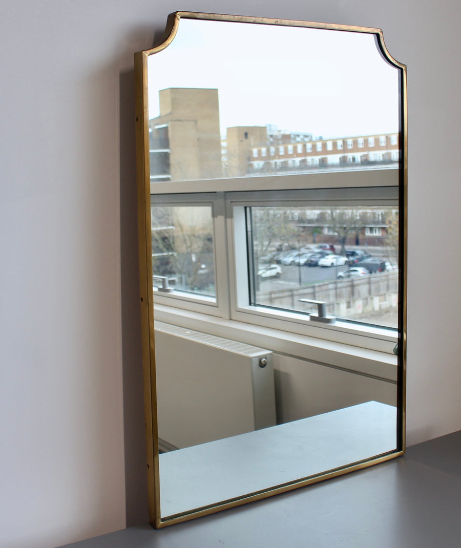 Mid-Century Italian Wall Mirror with Brass Frame (circa 1960s)