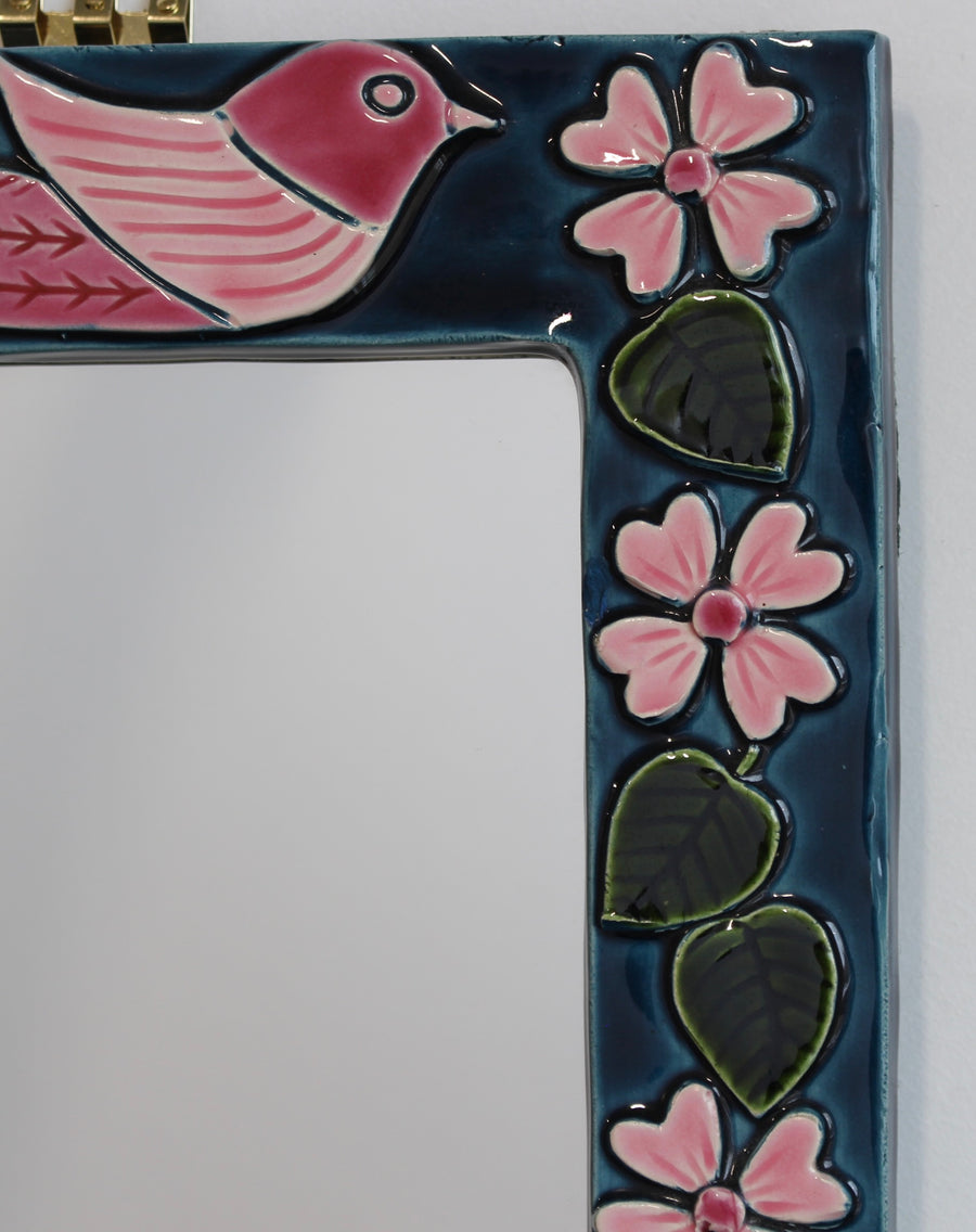 French Vintage Ceramic Wall Mirror by Mithé Espelt (circa 1960s)