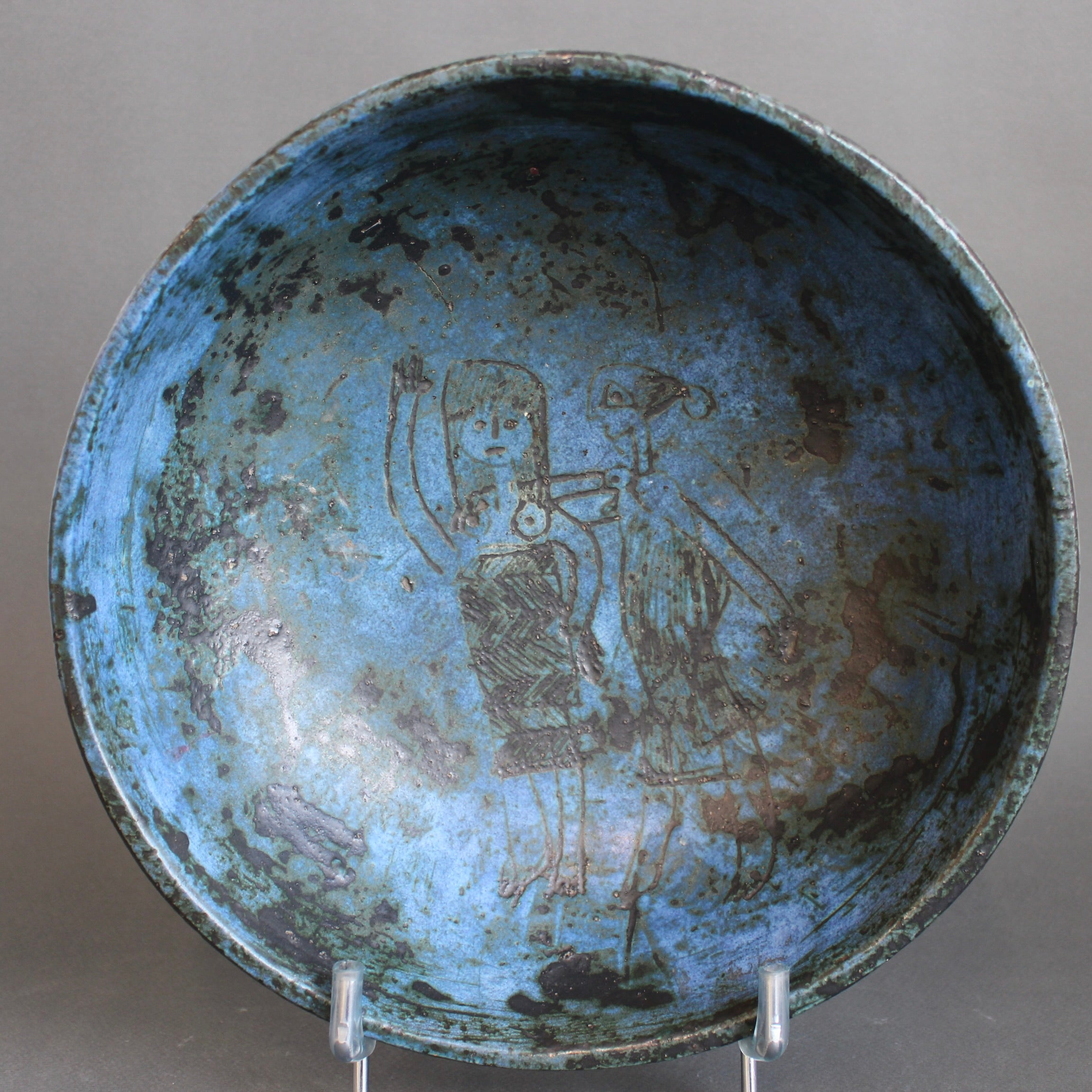 レア Jacques Blin ceramic フランス /リュエラン ペリアン jacques blin blue ceramic vase birds 60's - I535 - Danke Galerie