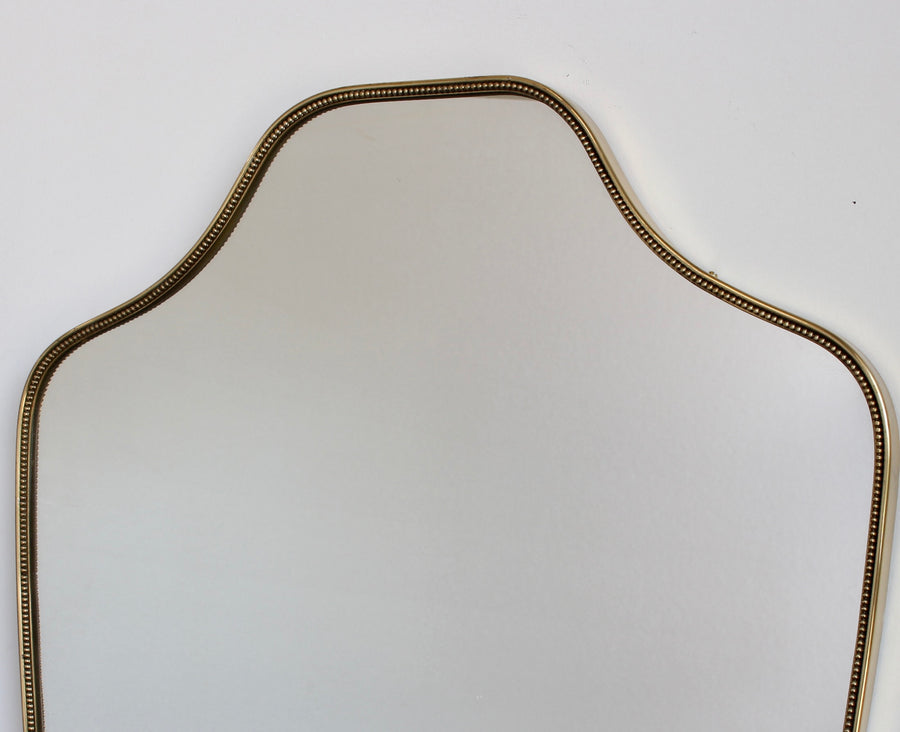 Mid-Century Italian Wall Mirror with Brass Frame and Beading (circa 1960s)